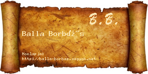 Balla Borbás névjegykártya
